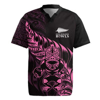 New Zealand Lawn Bowls Custom Rugby Jersey Pink Maori Warrior Tribal Silver Fern - Polynesian Pride