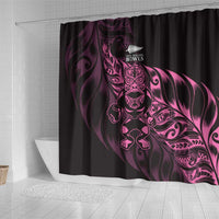 New Zealand Lawn Bowls Shower Curtain Pink Maori Warrior Tribal Silver Fern - Polynesian Pride