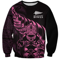 New Zealand Lawn Bowls Custom Sweatshirt Pink Maori Warrior Tribal Silver Fern - Polynesian Pride