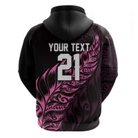 New Zealand Lawn Bowls Custom Zip Hoodie Pink Maori Warrior Tribal Silver Fern - Polynesian Pride