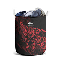 New Zealand Lawn Bowls Laundry Basket Red Maori Warrior Tribal Silver Fern - Polynesian Pride
