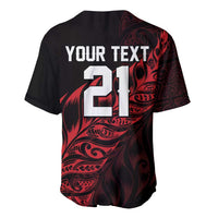 New Zealand Lawn Bowls Custom Baseball Jersey Red Maori Warrior Tribal Silver Fern LT9 - Polynesian Pride
