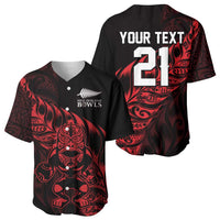 New Zealand Lawn Bowls Custom Baseball Jersey Red Maori Warrior Tribal Silver Fern LT9 - Polynesian Pride