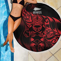 New Zealand Lawn Bowls Beach Blanket Red Maori Warrior Tribal Silver Fern - Polynesian Pride
