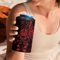New Zealand Lawn Bowls Custom 4 in 1 Can Cooler Tumbler Red Maori Warrior Tribal Silver Fern - Polynesian Pride