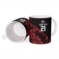 New Zealand Lawn Bowls Custom Ceramic Mug Red Maori Warrior Tribal Silver Fern - Polynesian Pride