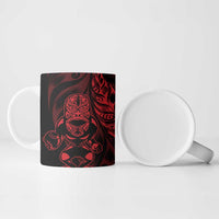 New Zealand Lawn Bowls Custom Ceramic Mug Red Maori Warrior Tribal Silver Fern - Polynesian Pride