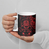 New Zealand Lawn Bowls Custom Ceramic Mug Red Maori Warrior Tribal Silver Fern - Polynesian Pride
