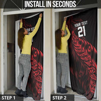 New Zealand Lawn Bowls Custom Door Cover Red Maori Warrior Tribal Silver Fern - Polynesian Pride