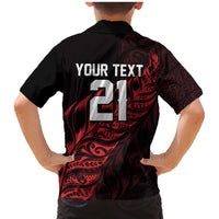 New Zealand Lawn Bowls Custom Family Matching Mermaid Dress and Hawaiian Shirt Red Maori Warrior Tribal Silver Fern - Polynesian Pride