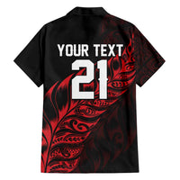 New Zealand Lawn Bowls Custom Family Matching Off Shoulder Maxi Dress and Hawaiian Shirt Red Maori Warrior Tribal Silver Fern - Polynesian Pride
