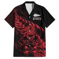 New Zealand Lawn Bowls Custom Family Matching Short Sleeve Bodycon Dress and Hawaiian Shirt Red Maori Warrior Tribal Silver Fern - Polynesian Pride