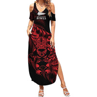 New Zealand Lawn Bowls Custom Family Matching Summer Maxi Dress and Hawaiian Shirt Red Maori Warrior Tribal Silver Fern - Polynesian Pride