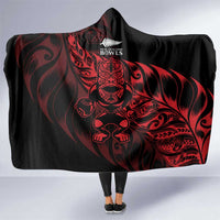 New Zealand Lawn Bowls Hooded Blanket Red Maori Warrior Tribal Silver Fern - Polynesian Pride
