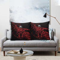 New Zealand Lawn Bowls Pillow Cover Red Maori Warrior Tribal Silver Fern - Polynesian Pride