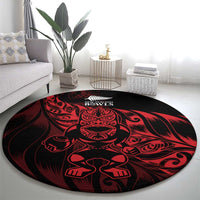 New Zealand Lawn Bowls Round Carpet Red Maori Warrior Tribal Silver Fern - Polynesian Pride