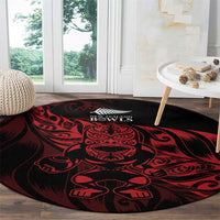 New Zealand Lawn Bowls Round Carpet Red Maori Warrior Tribal Silver Fern - Polynesian Pride