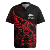 New Zealand Lawn Bowls Custom Rugby Jersey Red Maori Warrior Tribal Silver Fern LT9 Red - Polynesian Pride