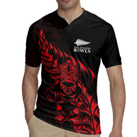 New Zealand Lawn Bowls Custom Rugby Jersey Red Maori Warrior Tribal Silver Fern LT9 - Polynesian Pride