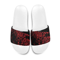 New Zealand Lawn Bowls Slide Sandals Red Maori Warrior Tribal Silver Fern - Polynesian Pride