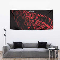 New Zealand Lawn Bowls Tapestry Red Maori Warrior Tribal Silver Fern - Polynesian Pride