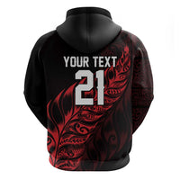 New Zealand Lawn Bowls Custom Zip Hoodie Red Maori Warrior Tribal Silver Fern - Polynesian Pride