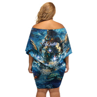 New Zealand Matariki Waita Off Shoulder Short Dress The Way Of The Water LT9 - Polynesian Pride