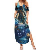 New Zealand Matariki Waita Summer Maxi Dress The Way Of The Water LT9 Women Black - Polynesian Pride