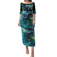 New Zealand Matariki Waiti Puletasi The Beginnings Of Life LT9 Long Dress Black - Polynesian Pride