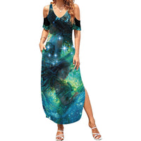 New Zealand Matariki Waiti Summer Maxi Dress The Beginnings Of Life LT9 Women Black - Polynesian Pride