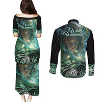 New Zealand Matariki Waiti Couples Matching Puletasi and Long Sleeve Button Shirt Waimori and The Origin Of Life LT9 - Polynesian Pride