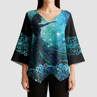 New Zealand Matariki Hiwa-i-te-rangi Kimono Sleeve Blouse Titiro ki nga Whetu Wishing Star - Polynesian Pride