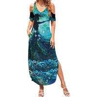 New Zealand Matariki Hiwa-i-te-rangi Summer Maxi Dress Titiro ki nga Whetu Wishing Star LT9 Women Black - Polynesian Pride