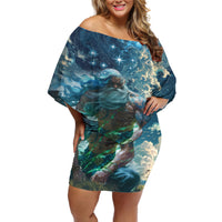 New Zealand Matariki Ururangi Off Shoulder Short Dress The Murmur Of The Wind LT9 Women Black - Polynesian Pride