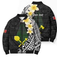 Alo Chiefdom Wallis and Futuna Personalized Bomber Puffer Jacket Frangipani Flowers Polynesian Pattern - Polynesian Pride