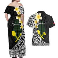 Alo Chiefdom Wallis and Futuna Personalized Couples Matching Off Shoulder Maxi Dress and Hawaiian Shirt Frangipani Flowers Polynesian Pattern