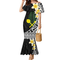 Alo Chiefdom Wallis and Futuna Personalized Family Matching Mermaid Dress and Hawaiian Shirt Frangipani Flowers Polynesian Pattern