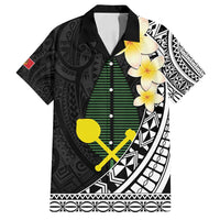 Alo Chiefdom Wallis and Futuna Personalized Family Matching Off Shoulder Short Dress and Hawaiian Shirt Frangipani Flowers Polynesian Pattern