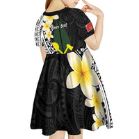 Alo Chiefdom Wallis and Futuna Personalized Kid Short Sleeve Dress Frangipani Flowers Polynesian Pattern