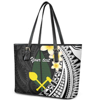 Alo Chiefdom Wallis and Futuna Personalized Leather Tote Bag Frangipani Flowers Polynesian Pattern
