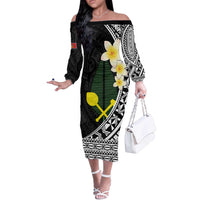 Alo Chiefdom Wallis and Futuna Personalized Off The Shoulder Long Sleeve Dress Frangipani Flowers Polynesian Pattern