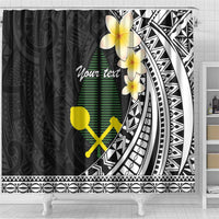 Alo Chiefdom Wallis and Futuna Personalized Shower Curtain Frangipani Flowers Polynesian Pattern