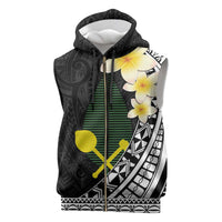 Alo Chiefdom Wallis and Futuna Personalized Sleeveless Zip Hoodie Frangipani Flowers Polynesian Pattern - Polynesian Pride
