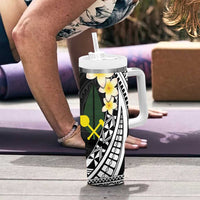 Alo Chiefdom Wallis and Futuna Personalized Tumbler With Handle Frangipani Flowers Polynesian Pattern