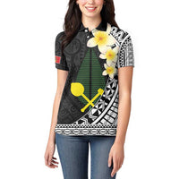 Alo Chiefdom Wallis and Futuna Personalized Women Polo Shirt Frangipani Flowers Polynesian Pattern