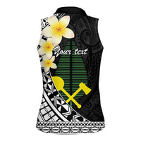 Alo Chiefdom Wallis and Futuna Personalized Women Sleeveless Polo Shirt Frangipani Flowers Polynesian Pattern