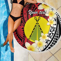 Sigave Chiefdom Wallis and Futuna Personalized Beach Blanket Frangipani Flowers Polynesian Pattern
