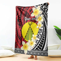 Sigave Chiefdom Wallis and Futuna Personalized Blanket Frangipani Flowers Polynesian Pattern