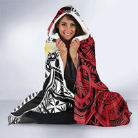 Sigave Chiefdom Wallis and Futuna Personalized Hooded Blanket Frangipani Flowers Polynesian Pattern