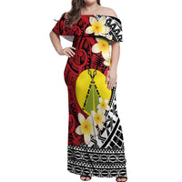 Sigave Chiefdom Wallis and Futuna Personalized Off Shoulder Maxi Dress Frangipani Flowers Polynesian Pattern